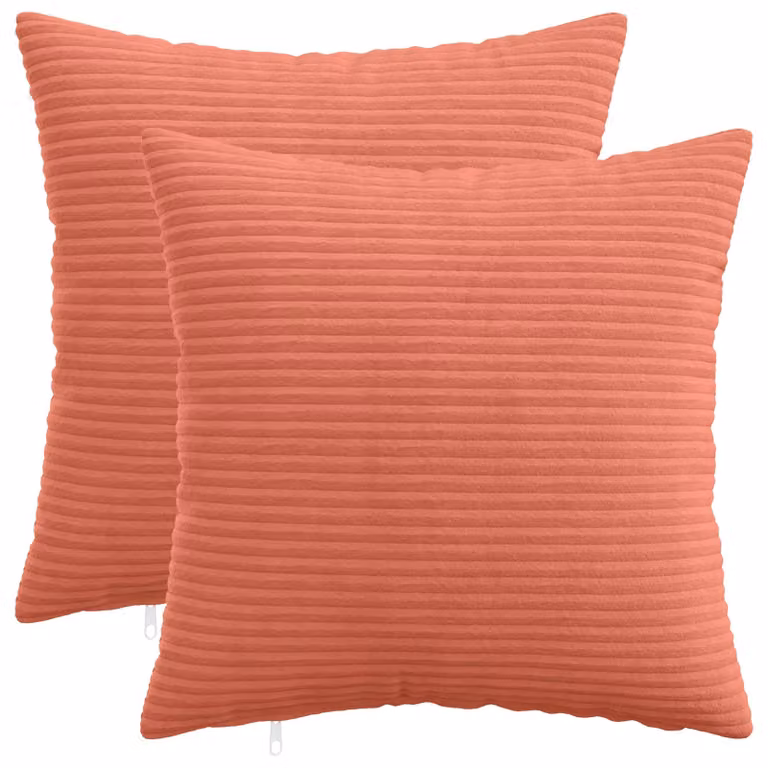 Set di 2 federe vidaXL HEERLEN in velluto a coste, Rosso Arancio, L 50 cm x P 50 cm
