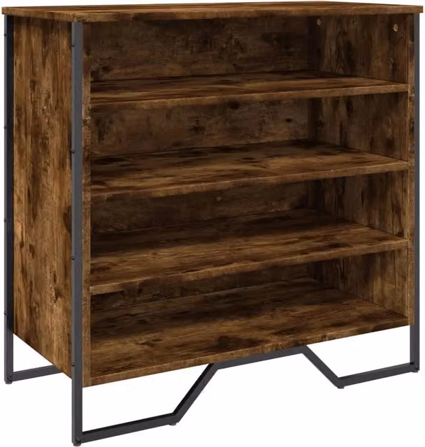 Scarpiera mobile contenitore in stile industriale con seduta integrata per ingresso o soggiorno, marrone, L: 80 cm, P: 38 cm, H: 78 cm