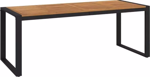 Tavolo Giardino | Tavolino da esterno con Gambe a U 200x90x75cm Legno Massello Acacia