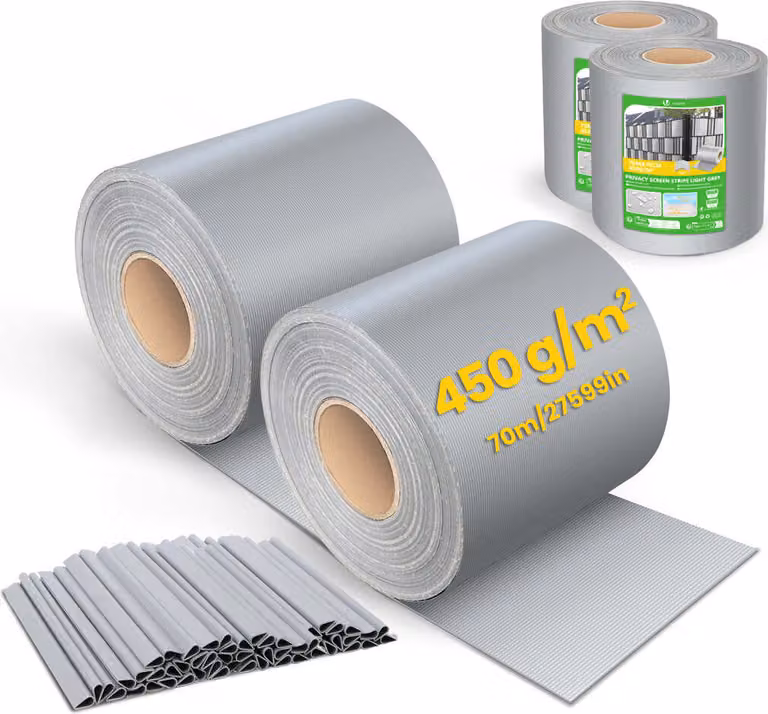 Strisce protettive in PVC VOUNOT® per pannelli a doppia griglia, 140 metri x 19 cm, 80 clip di fissaggio, grigio chiaro