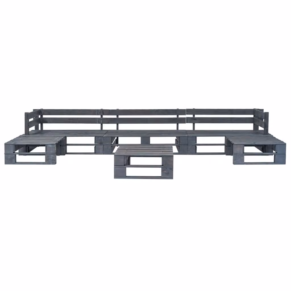 vidaXL Set di divani da giardino a 6 pezzi in legno di pallet grigio