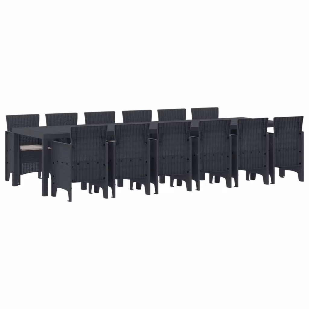 Set da pranzo per giardino vidaXL in polyrattan antracite, 13 pezzi – 2
