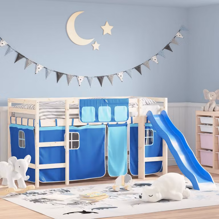 vidaXL Tende per Letto a Soppalco per Bambini in Poliestere, Blu