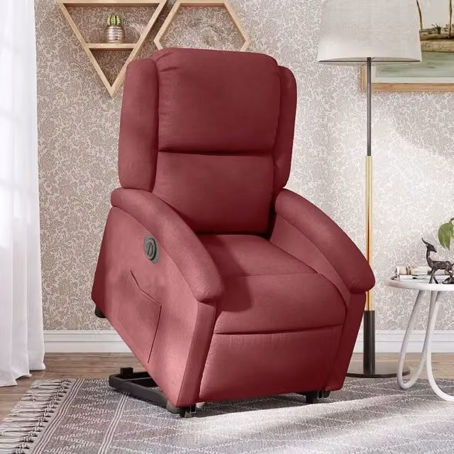 Poltrona Alzapersona Reclinabile Elettrica vidaXL in Tessuto Rosso con Braccioli per Senior