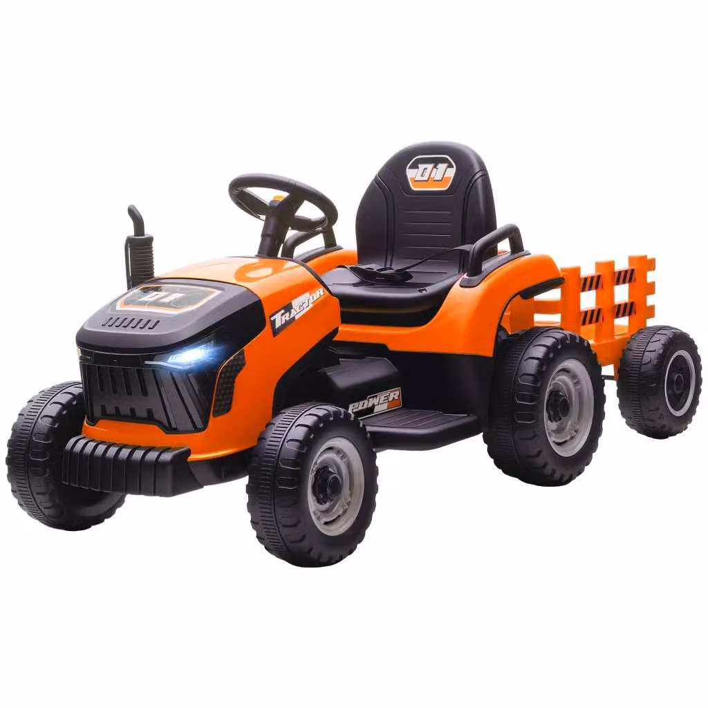 Trattore elettrico per bambini Zephmum arancione con effetti luce e suono e batteria ricaricabile – 2