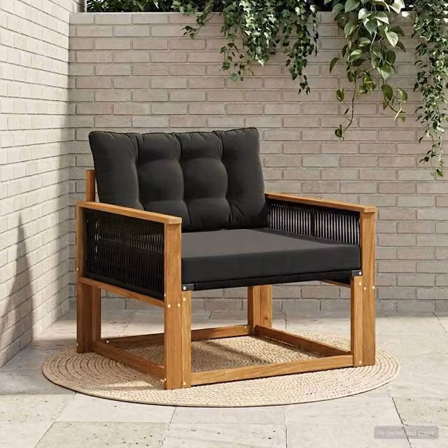 Sedia da giardino moderna vidaXL in legno di acacia massello e textilene nero