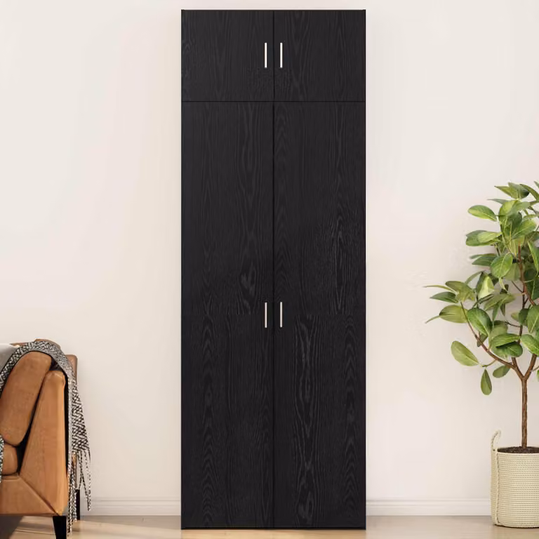 Armadio moderno vidaXL in 3 pezzi nero opaco L: 80 cm, P: 42,5 cm, H: 225 cm