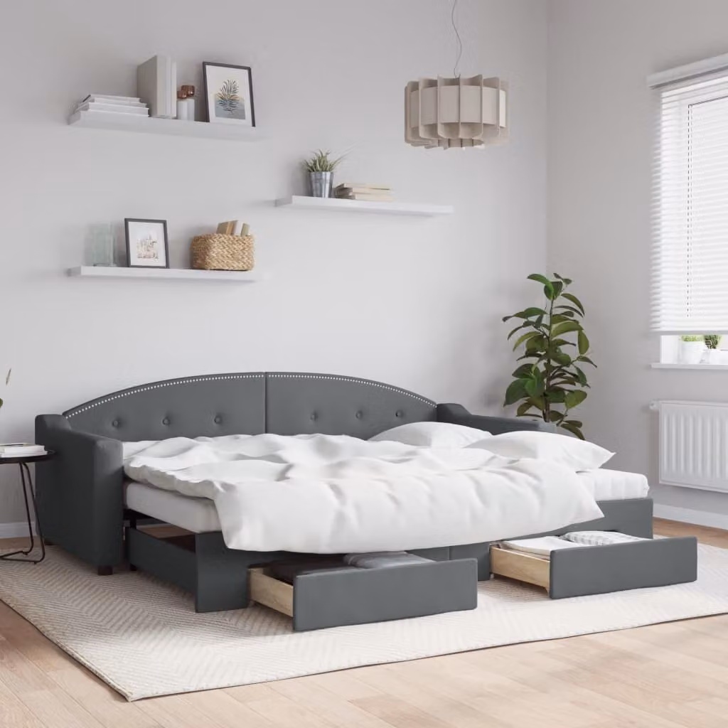 Maison Exclusive - Divano letto estraibile con cassetti, grigio scuro, 80x200 cm, tessuto
