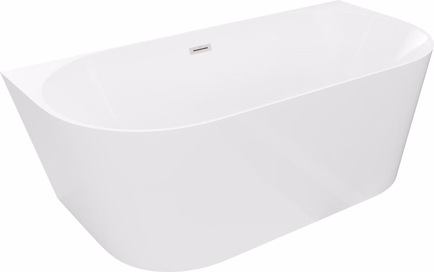 Mexen Oval Slim vasca da bagno freestanding a muro 170 x 80 cm, bianca, troppo pieno nichel spazzolato - 52661708000-97