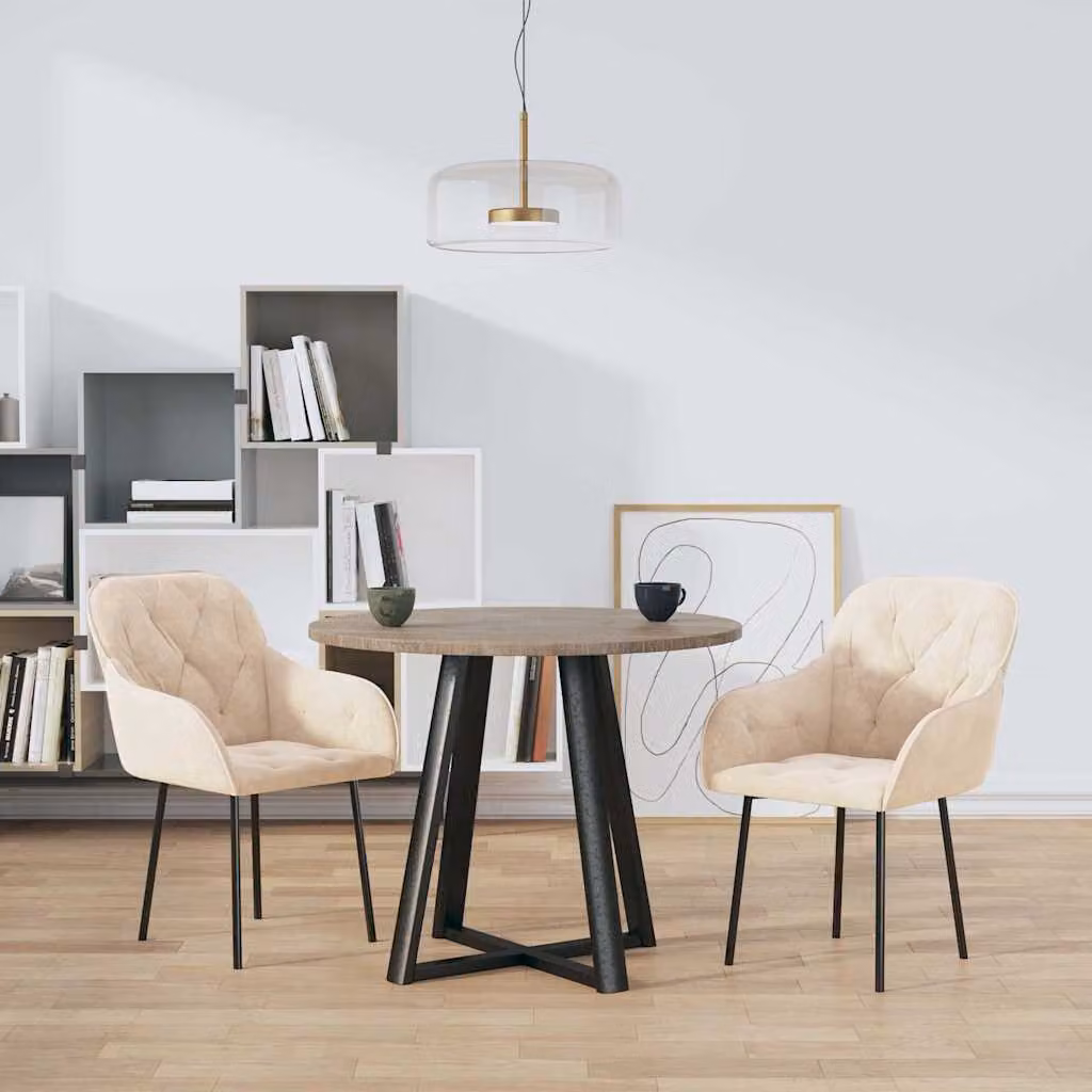 Set di 2 sedie da pranzo moderne vidaXL in velluto beige con struttura in metallo e MDF