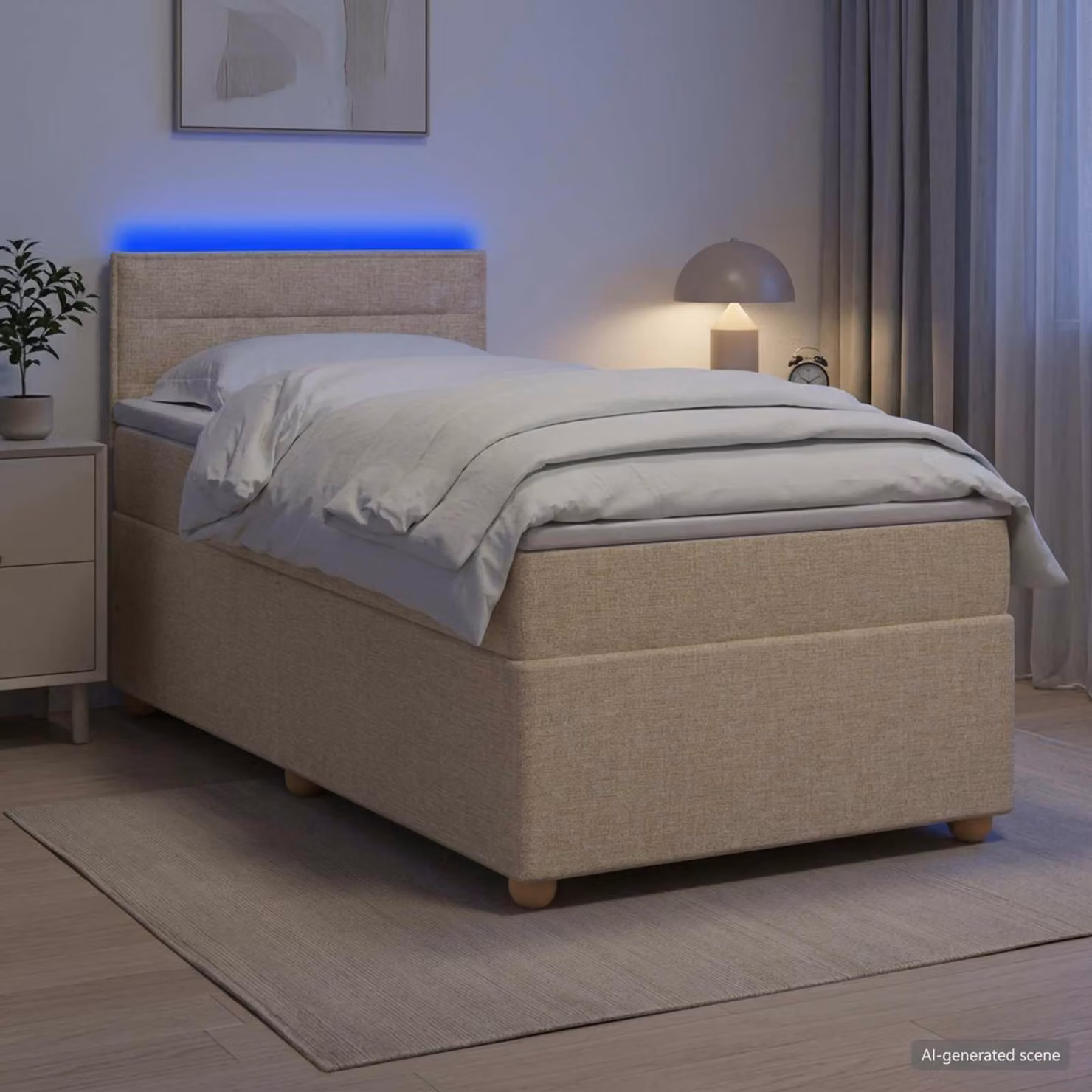 Maison Exclusive - Letto boxspring con materasso e testiera Crema 90 x 190 cm Tessuto