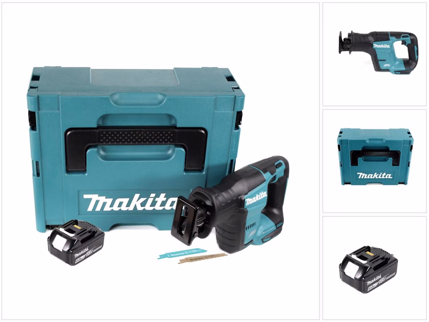 Makita DJR 188 G1J Seghetto diritto brushless a batteria 18V in valigetta Makpac + 1x Batteria 6,0 Ah - senza caricabatterie