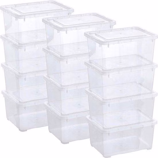 Contenitori trasparenti impilabili da 1,7 L, set da 12 pezzi