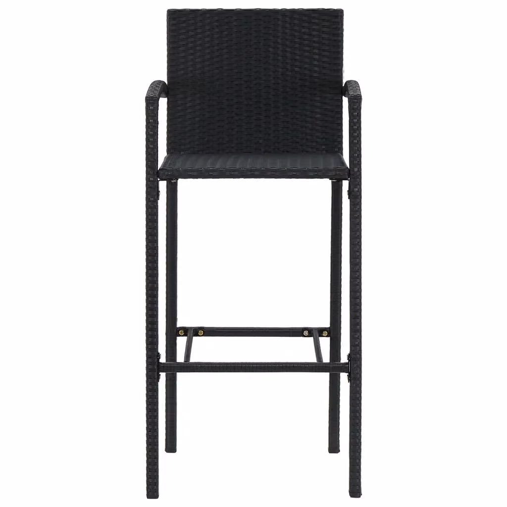 Set di 2 sgabelli da bar moderni vidaXL in polyrattan e metallo nero opaco per giardino e cucina, H: 111 cm, L: 56 cm, P: 52 cm – 2