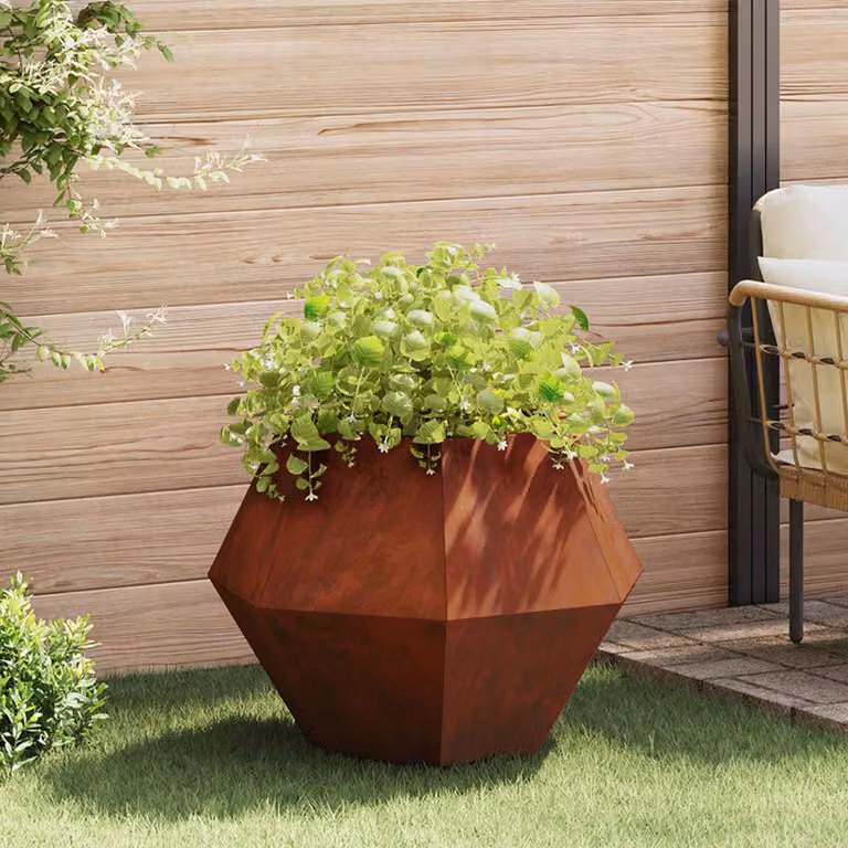 Fioriera vidaXL in acciaio color marrone per giardino ornamentale o erbe aromatiche L/P/H: 75 x 75 x 60 cm