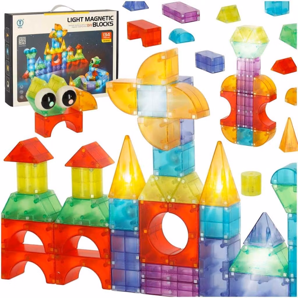 Blocchi magnetici da costruzione 3D LED luminosi 134 el