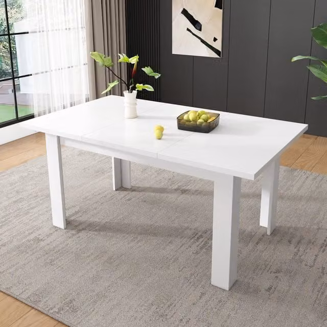 Tavolo da pranzo 120x70 cm con vano contenitore sotto piano in MDF bianco