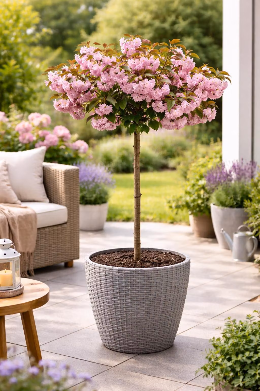Prunus serrulata 'Kanzan' 100–120 cm – Ciliegio giapponese, ciliegio ornamentale, albero dai fiori rosa, albero ornamentale resistente al freddo per giardini e cortili