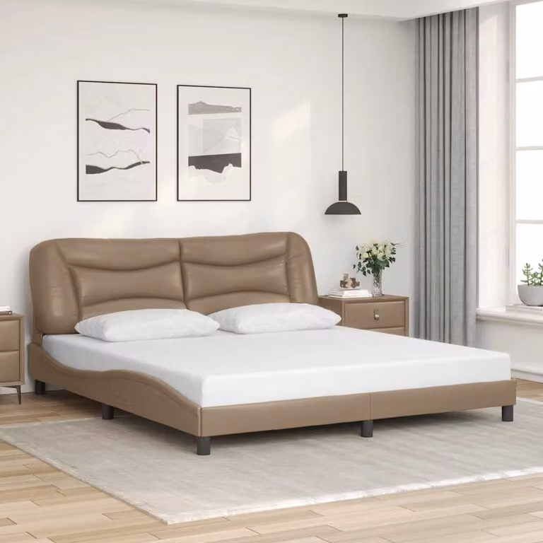 Giroletto senza materasso Hvar vidaXL in similpelle color cappuccino, L 180 x P 200 cm
