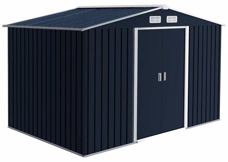 Moonbite, capanno di grandi dimensioni, 277 × 195 × 192 cm, con struttura a pavimento e 2 porte scorrevoli, acciaio rivestito, 2 aperture per finestre per lato, design moderno, colore: acciaio, antracite