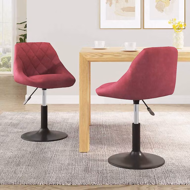 Set di 2 sedie da pranzo girevoli vidaXL in velluto rosso moderno