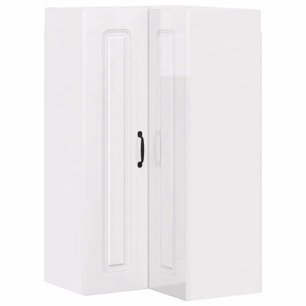 Mobile pensile d'angolo moderno vidaXL in MDF bianco lucido L/P/H: 57 x 57 x 100 cm
