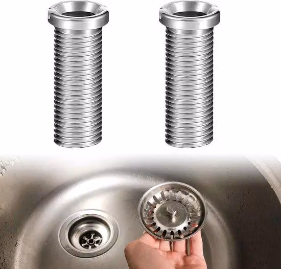 Set di 2 chiavi a vite per scarichi in acciaio inossidabile da 45 mm, per il filtro dello scarico del lavandino, cucina, bagno