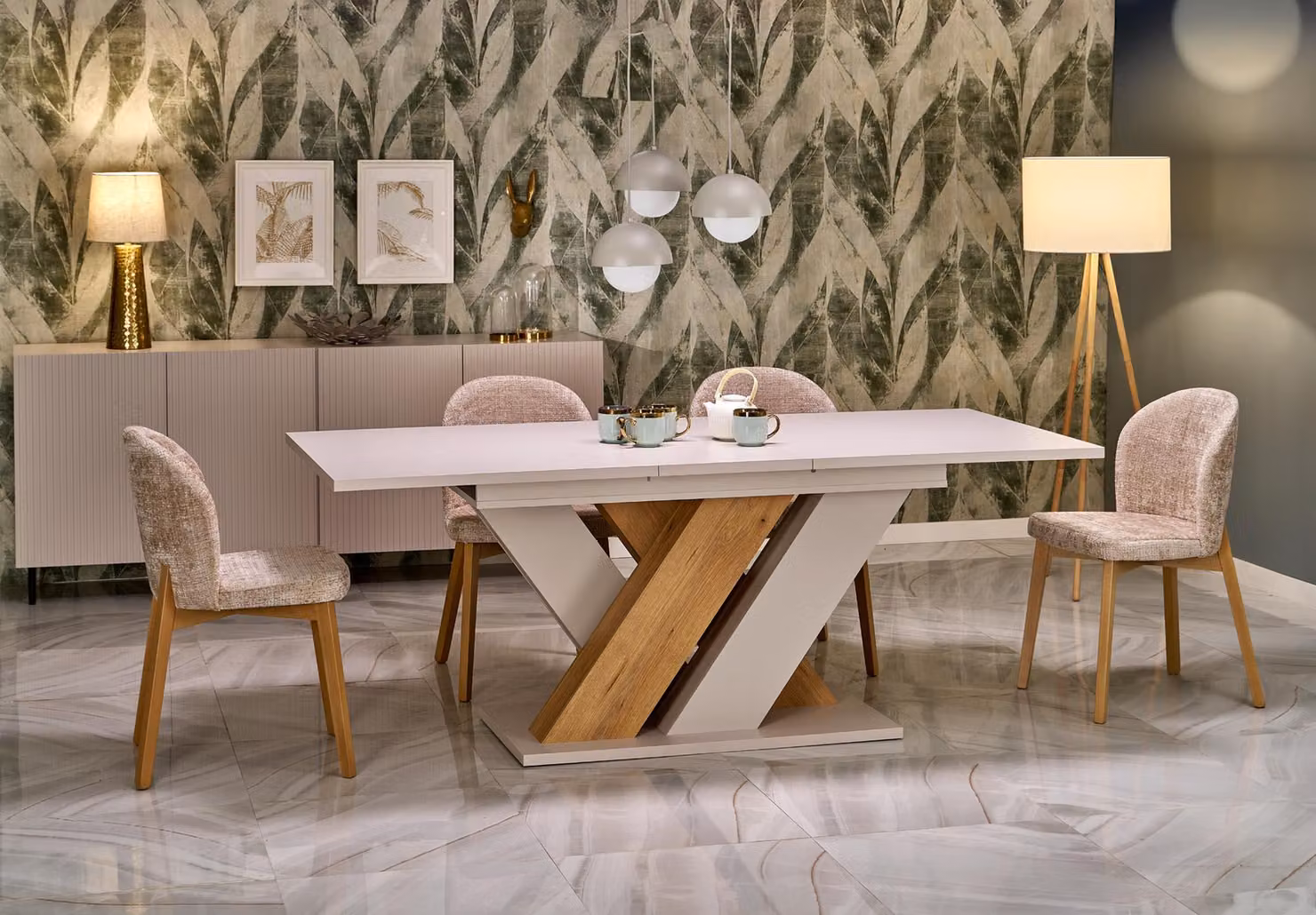 Tavolo da pranzo di design HAB-111 allungabile da 160 a 200 cm