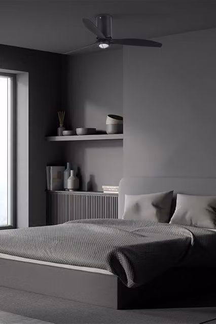 FARO Ventilatore da soffitto con luce LED 3000K Ø1280 mm 6 velocita motore DC funzione inversa telecomando nero opaco acciaio e vetro pale in ABS FARO-32043_10