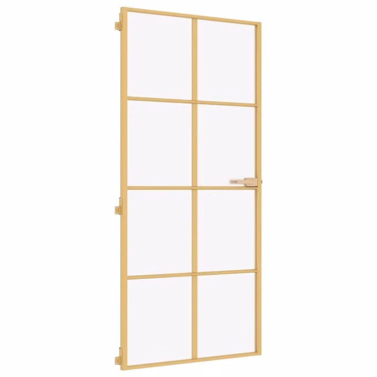 Porta Interni Sottile Oro 93x201,5cm Vetro Temperato Alluminio