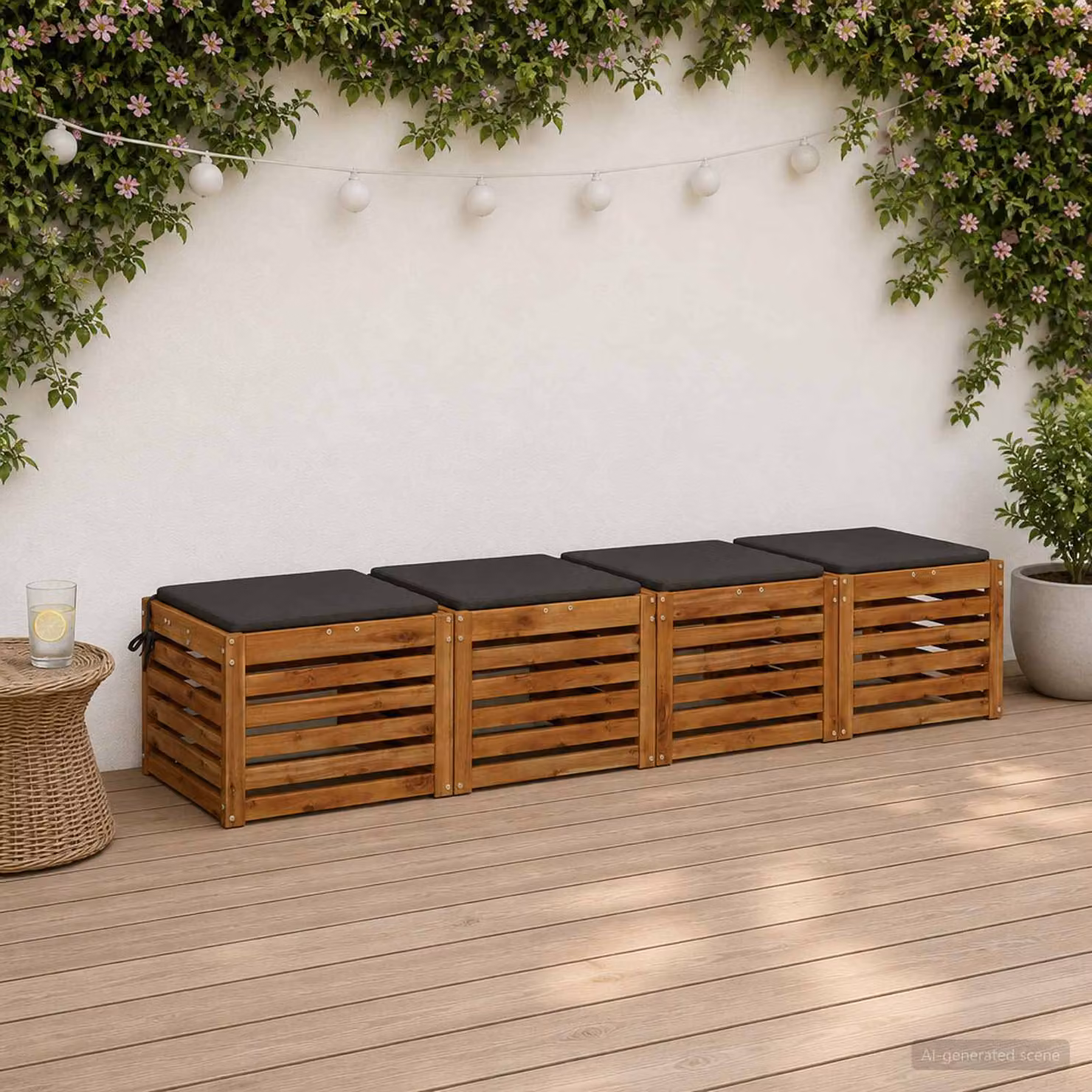Set di 4 cuscini per sedia quadrati vidaXL in poliestere con imbottitura in schiuma, lavabili e resistenti ai raggi UV, colore antracite o nero