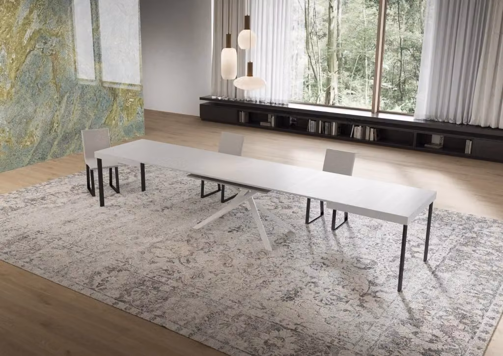 Tavolo allungabile Niketis bianco frassino con gambe bianche L/P/H: 90 x 160/420 x 74 cm – 2