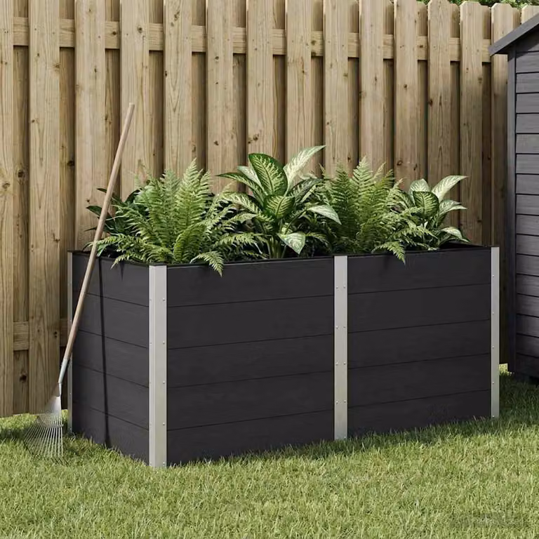 Letto rialzato da giardino vidaXL in WPC e alluminio, Nero, L 200 cm x P 100 cm x H 91 cm