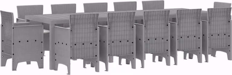 Set da Pranzo per Giardino 13 pcs Grigio chiaro Poly Rattan