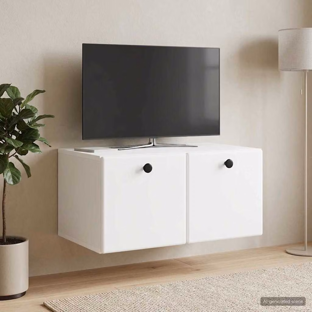 Mobile Porta TV da Muro Moderno vidaXL in MDF Bianco L: 59,5 cm, P: 41 cm, H: 30 cm