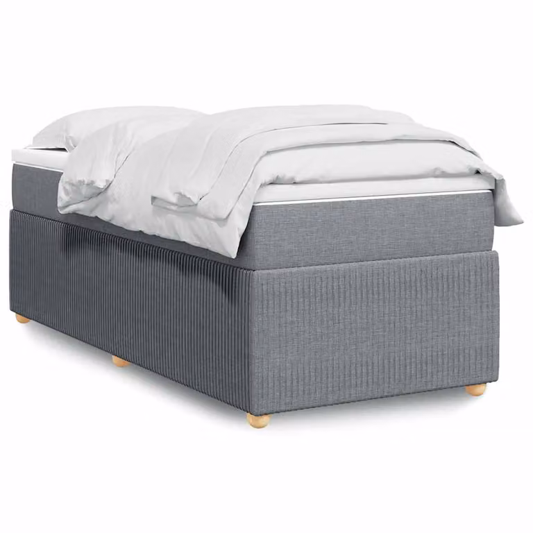 vidaXL Giroletto a Molle Ibrido con Materasso in Tessuto Grigio e Bianco L/P/H: 200 x 80 cm