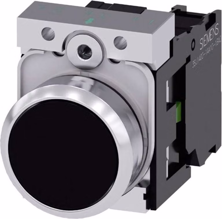 Anello frontale del pulsante Siemens in metallo, lucido, attuatore piatto nero SIRIUS ACT 3SU1150-0AB10-1BA0 1 pz