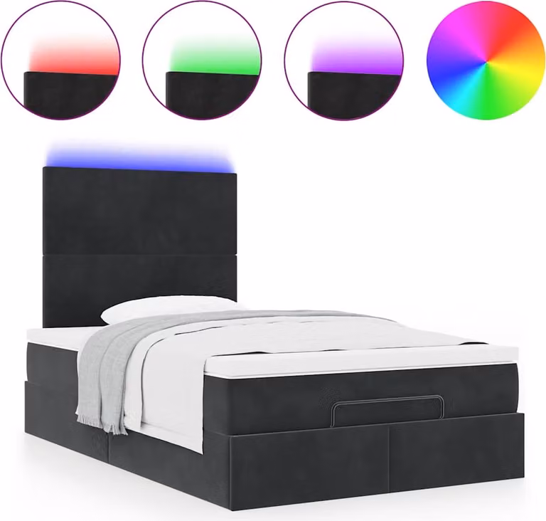 Struttura Letto Pouf con Materassi Nero 120x200 cm Velluto