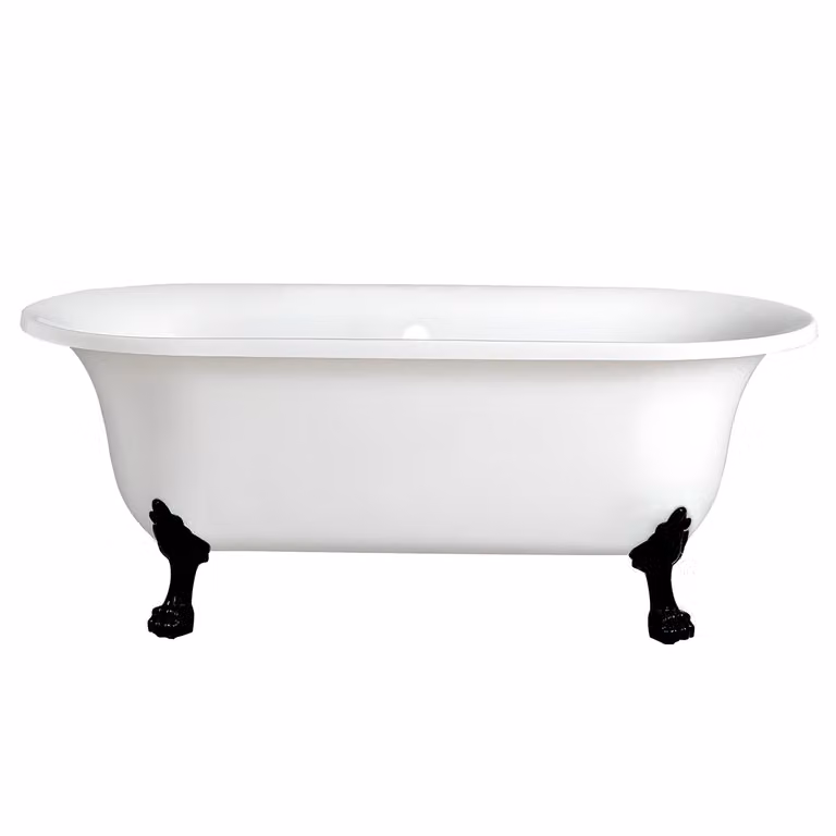 Vasca da Bagno Centro Stanza in Acrilico 1730 x 780mm con Piedini a Zampa di Leone Neri - Richmond