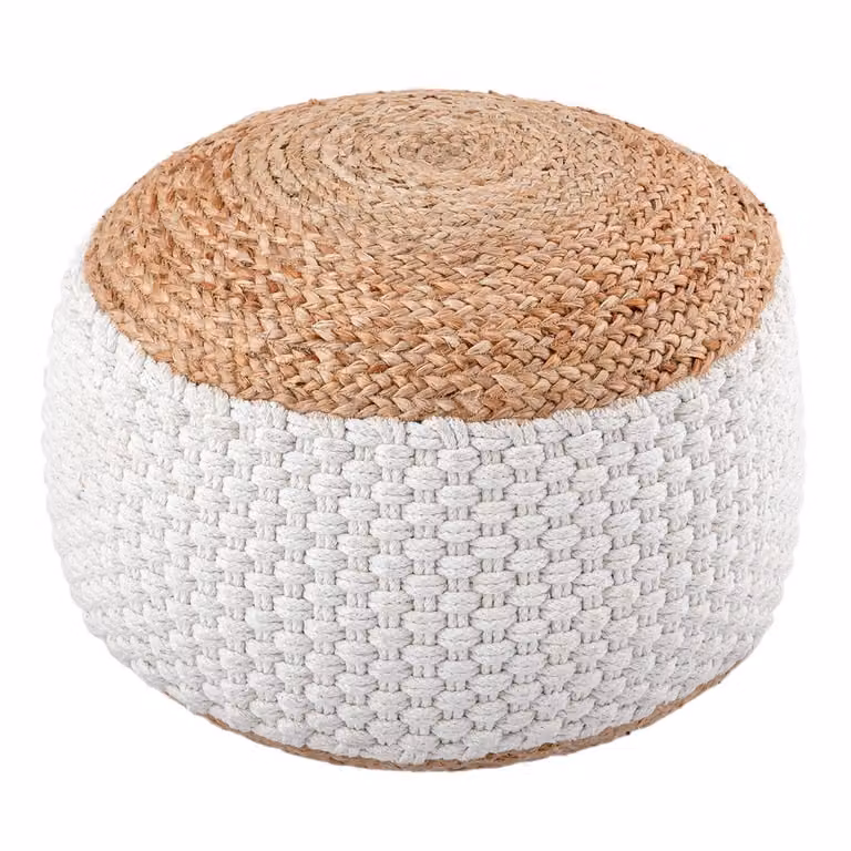 Pouf di seduta sgabello di iuta sgabello decorativo sgabello naturale pouf di seduta poggiapiedi bianco