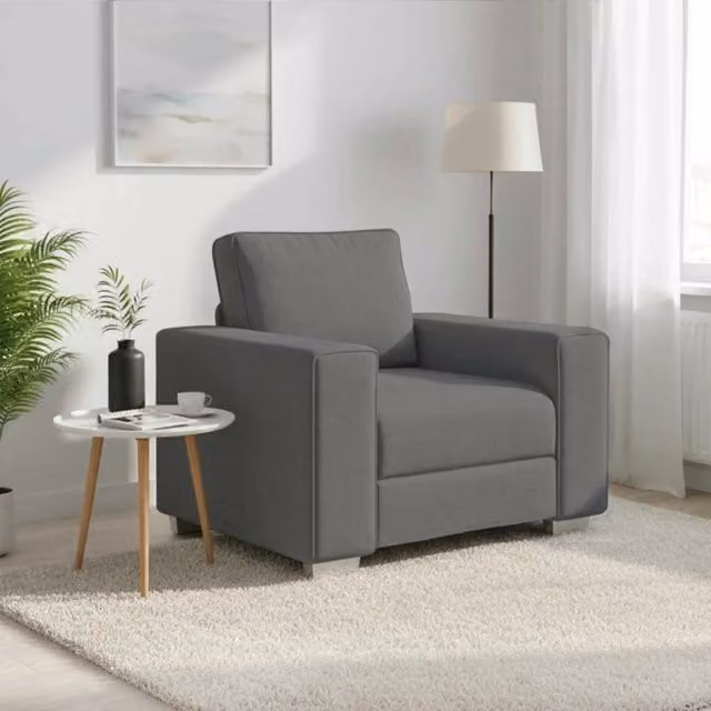 Poltrona moderna vidaXL in tessuto grigio con braccioli per soggiorno