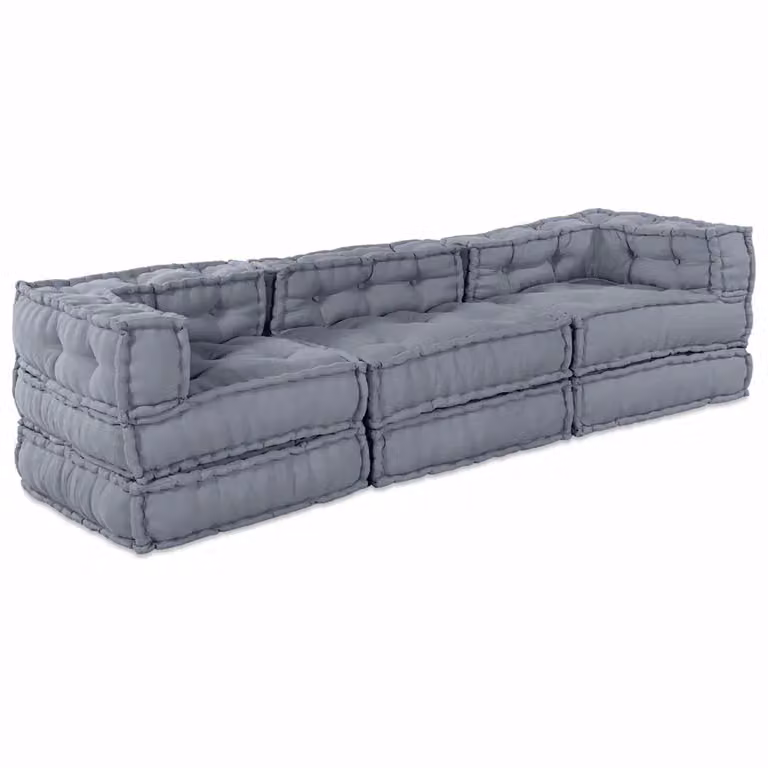 vidaXL Unità di Divano Modulare a L in Tessuto Grigio, L/P/H: 210 x 70 x 56 cm