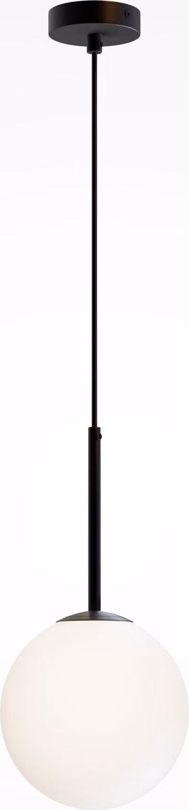 Lampadario Minimal Basic Form Grande In Metallo Nero 1 Luce E Diffusore Bianco