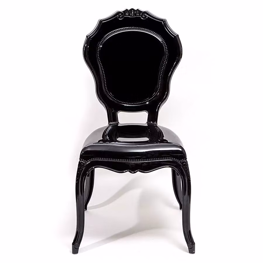 Set di 4 sedie Victoria Ghost Mobili 2G in polipropilene nero lucido impilabili – 1