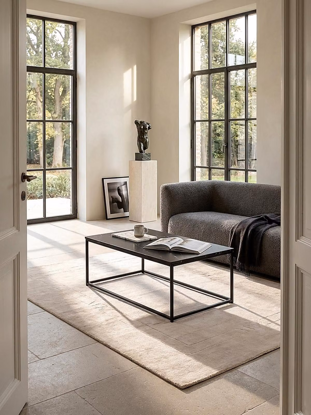 Tavolino da salotto 100x60x40 cm con effetto marmo nero, tavolino da salotto con struttura in metallo, tavolino da divano rettangolare, tavolino da salotto, tavolino ausiliario