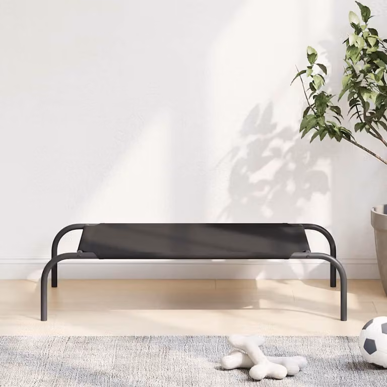 Cuccia per cani rialzata vidaXL nera in tela Oxford e acciaio L 90 cm, P 50 cm, H 20 cm