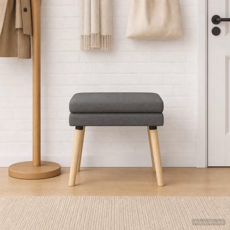 Panchina moderna vidaXL in legno e tessuto grigio L: 110 cm, P: 60 cm, H: 46 cm