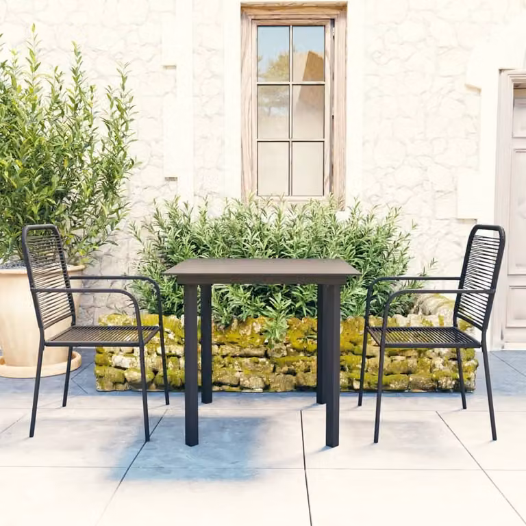 Maison Exclusive - Set da giardino composto da 3 pezzi, in vetro e acciaio, colore nero