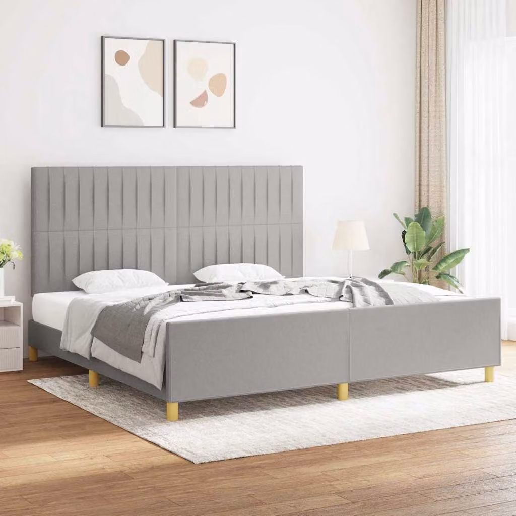 Giroletto senza materasso vidaXL in tessuto grigio con doghe in legno L/P/H: 200 x 200 x 203 cm