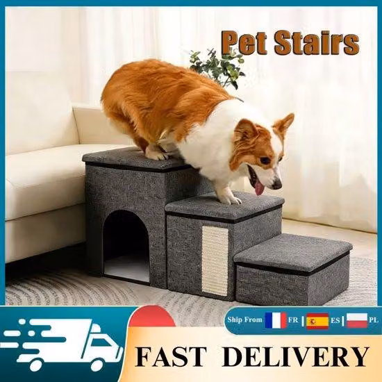 Scale per cani - Da incasso - Portata 60 kg - 3 gradini - Cuccia per gatti